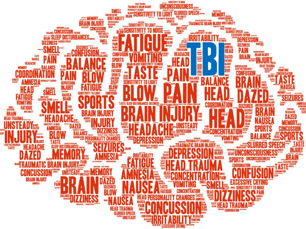 TBI symptoms include fatigue, pain, headaches, and more. 