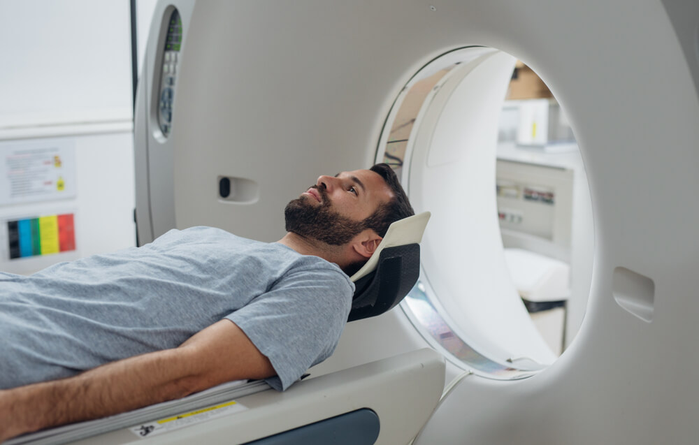 A patient getting an MRI.