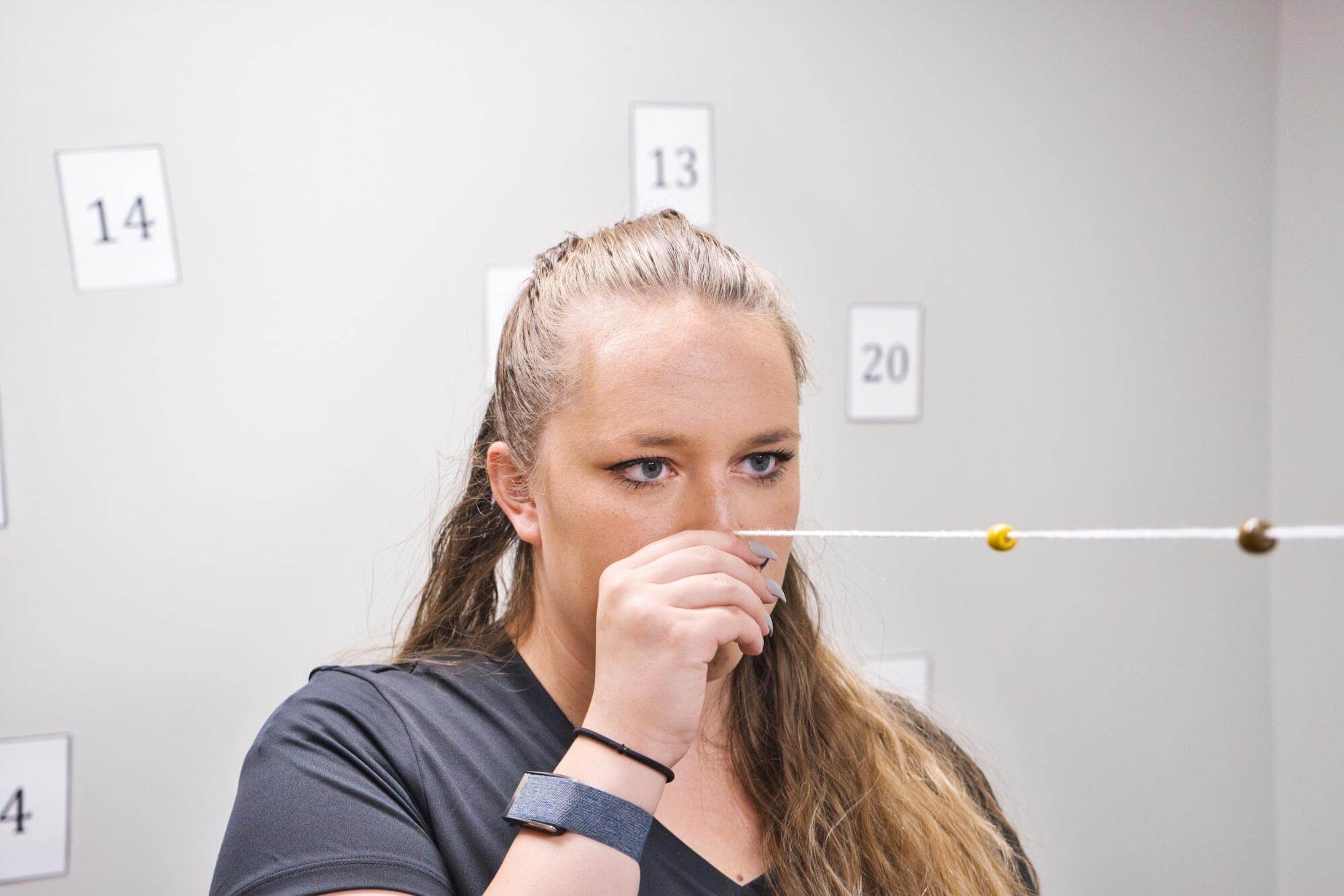 A patient performing a therapy exercise. 