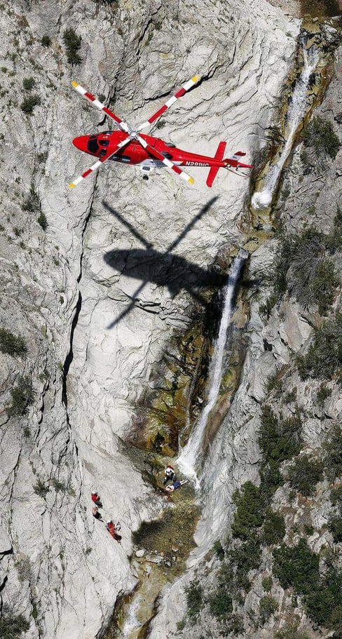 Rescue helicopter over Abigail after her fall