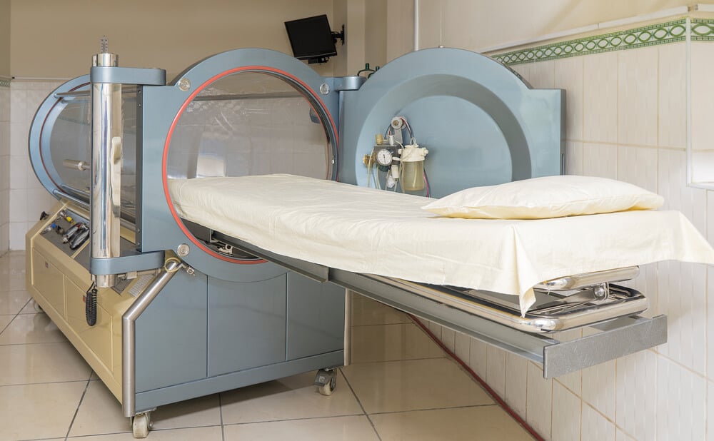 A hyperbaric oxygen chamber