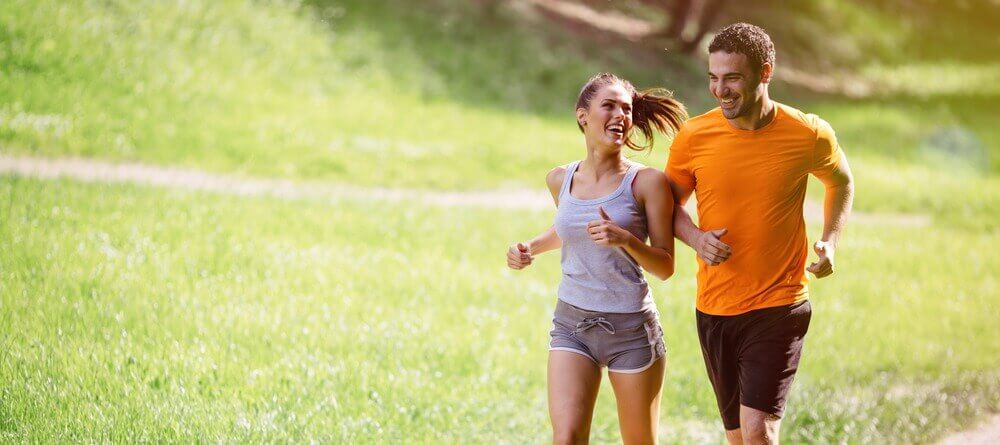 Couple running.