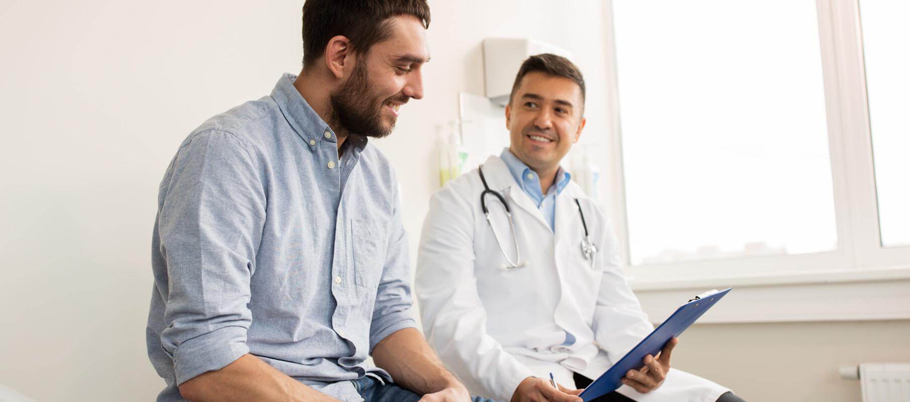 A patient meets with his doctor