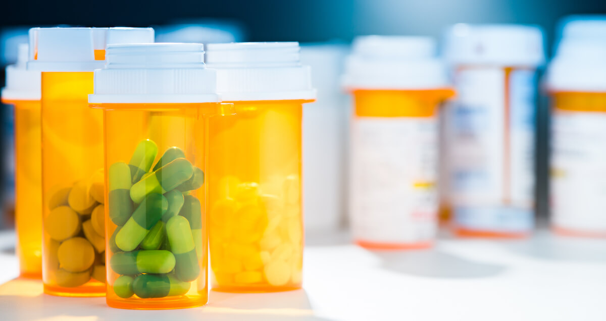 Prescription pills and medicine on a countertop