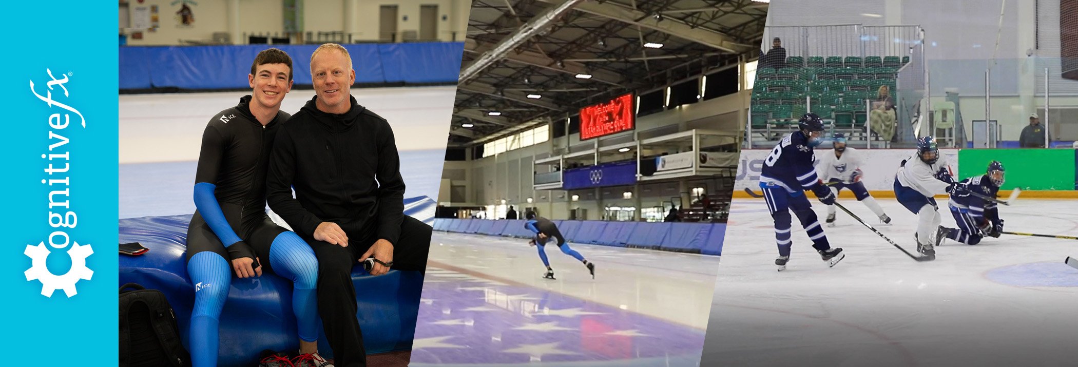 young man on a hocket team and ice skating